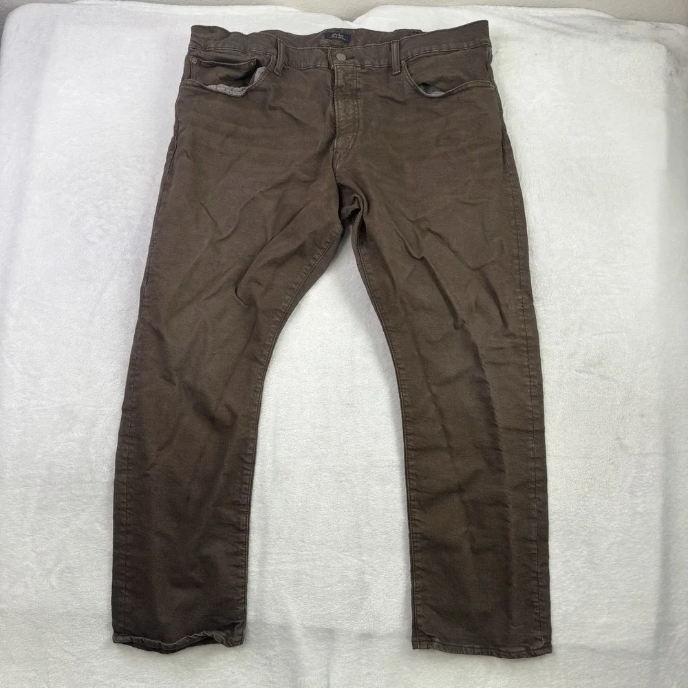 Polo Ralph Lauren Varick Slim Straight Brown Denim Jeans Men's Waist 40